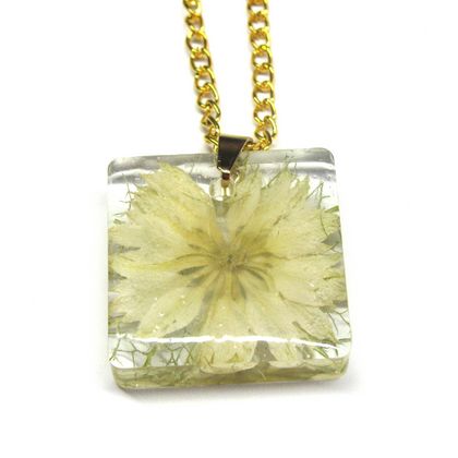 Nigella Flower Pendant Necklace - White