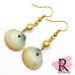 Bivalve Shell & Pearl earrings - Gold