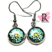 Green & Yellow Dahlia Cabochon earrings