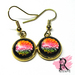 Rainbow Dahlia Cabochon earrings