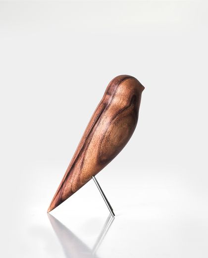 Carved Wooden Bird - South Island Robin