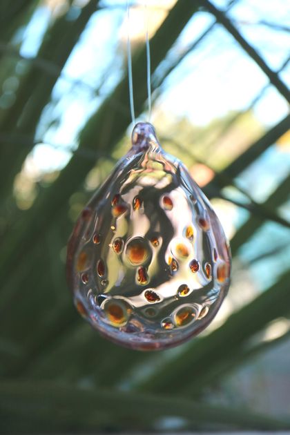 Pink Bauble with Transparent Orange Dots Pattern