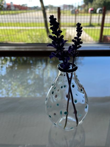 Mini Bud Vase with Blue Polka Dots