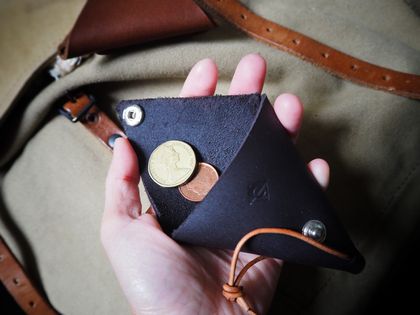 Triangle Leather Coin Pouch