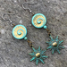 Czech Shell Fossil Earrings - Turquoise Colour