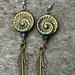 Czech Fossil Shell Earrings - Olive