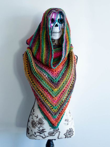 Crochet hooded scarf, Acrylic 