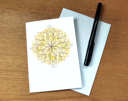 Let Things Grow Light Mandala - Blank Greeting Card