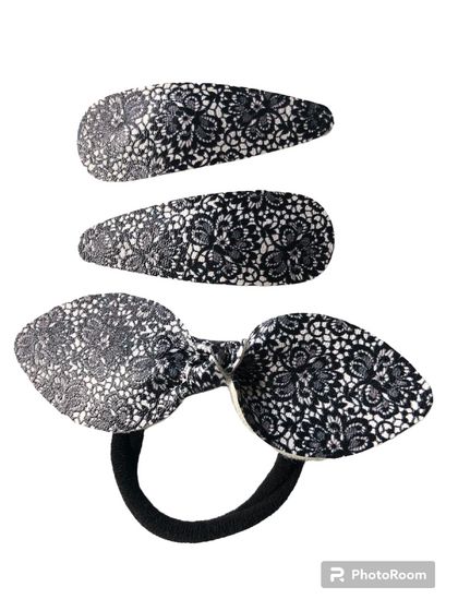 Lace pattern Hair Clip and Bow Hair Tie