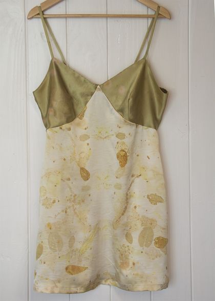 Silk slip dress - botanical imprints