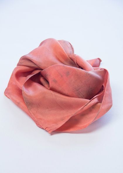 Silk bandana, head scarf - coral