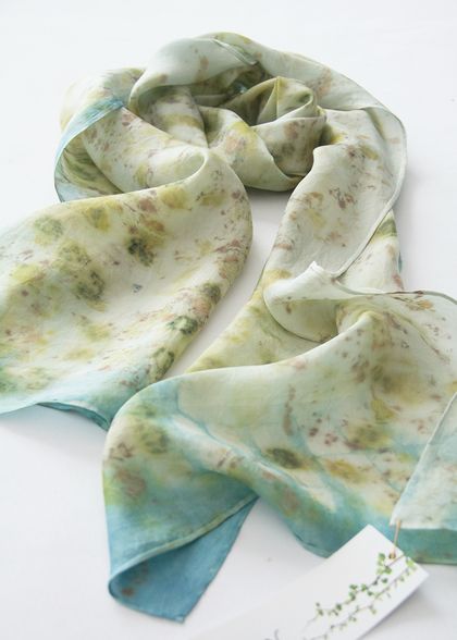 Seaglass - plant dyed silk scarf