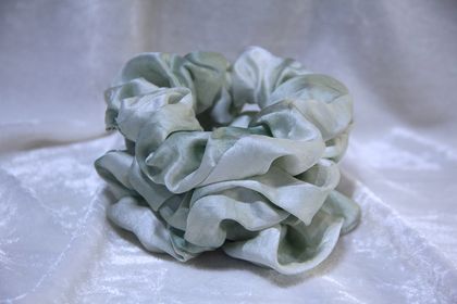 Plant dyed pure silk scrunchie - calcite green