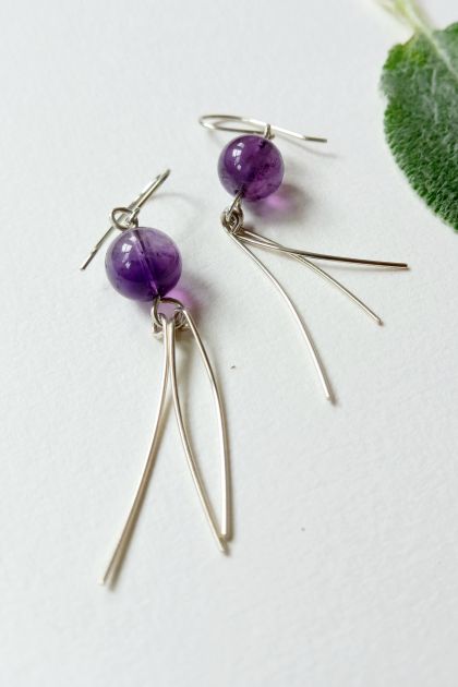 Recycled Sterling Silver and Amethyst Earrings 