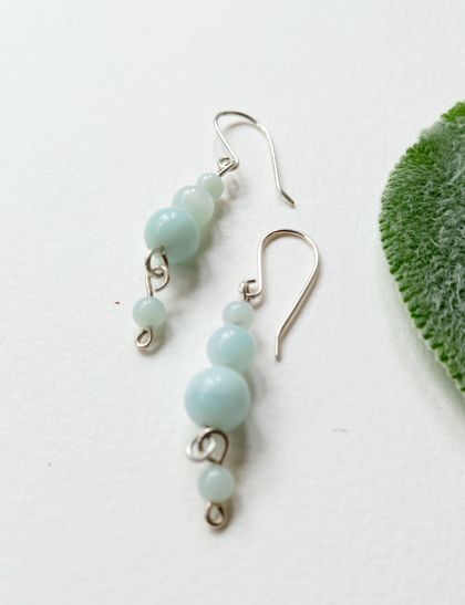 Recycled Silver and Amazonite Earrings 