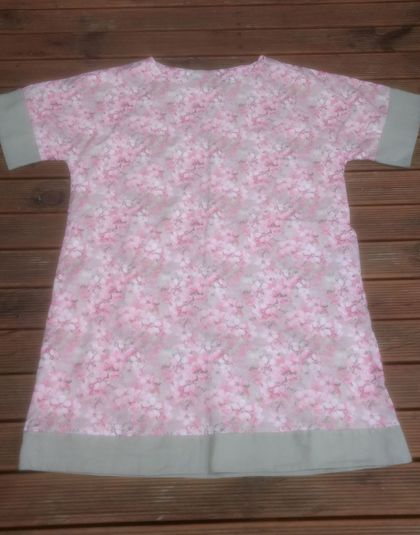 Pink floral Linen dress XL