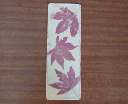 Linen Bookmark with HapaZome leaf print