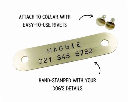 Hand-stamped Nameplate for Dog Collar - Small | 50x9.5mm | Brass or Stainless Steel