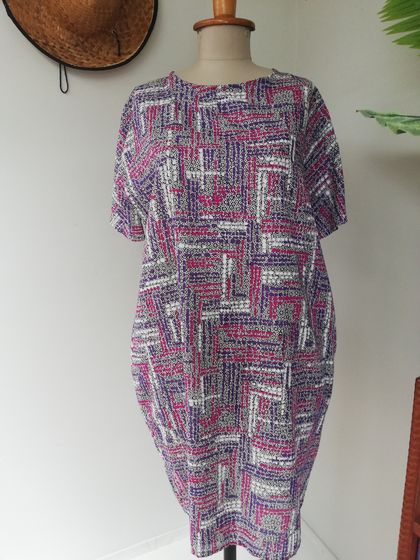 Dots in lines print tunic dress M