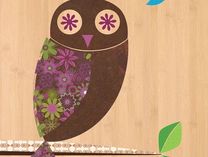 Morepork Owl (Ruru) Print on Bamboo Veneer