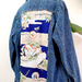 Upcycled Denim jacket with vintage kimono fabrics