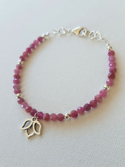 *10% OFF!* Pink Tourmaline Crystal Lotus Bracelet