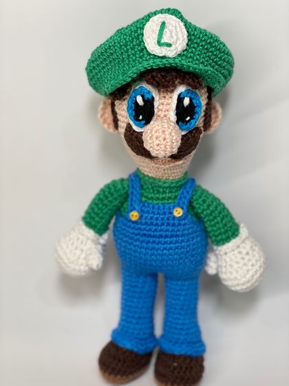 Mario Brothers crochet toy Luigi