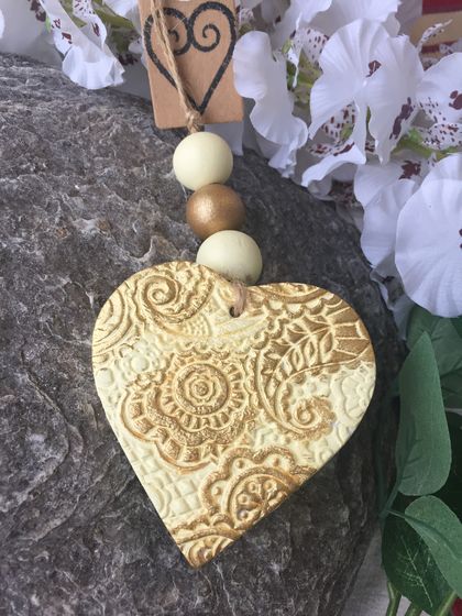 Clay Heart Yellow & Gold