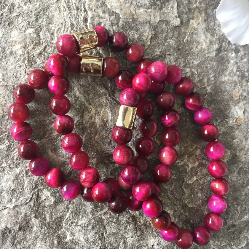 Pink tiger eye on sale bracelet