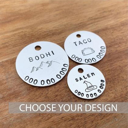 Custom Pet ID Tag - Choose Your Own Design (Nickel Silver)