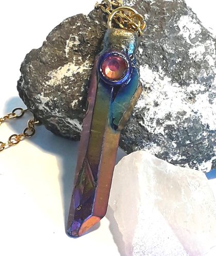 Rainbow Aura Quartz Gemstone Pendant