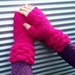 Vibrant pink fluffy fingerless gloves for women