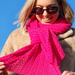  Fuschia Pink Lace Scarf  Cashmere Mix 