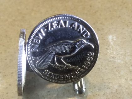 Genuine NZ sixpence Cufflinks