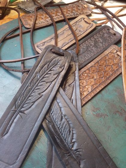 NZ Hand carved Leather BOOK MARK