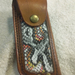 NZ leather pocket knife pouch Snake skin inlay