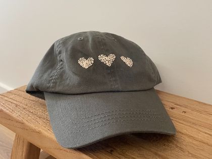 Three Hearts Embroidered Cap