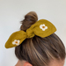 Mustard Hair Scrunchie with Embroidered Daisy