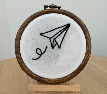 ‘Paper plane’ Embroidery Hoop - Small