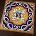 34cm Wall Hanging or Trivet with hand painted tiles - Azulejo design