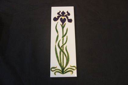 Art Nouveau style Dutch Iris wall mounted tile