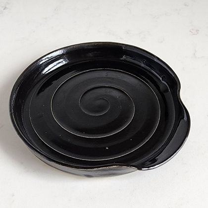 Ceramic Spoon Rest - Black - Large