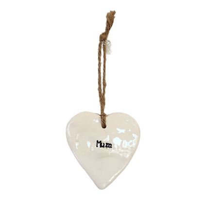 Ceramic Hanging Heart Ornament for Mum 