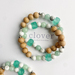 Diffuser Bracelet ~ Eco Friendly Recycled Glass ~ Amazonite ~ Howlite ~ Natural Eco Beech Wood ~ Essential Oil ~ Aromatherapy ~ Gemstone Bracelet