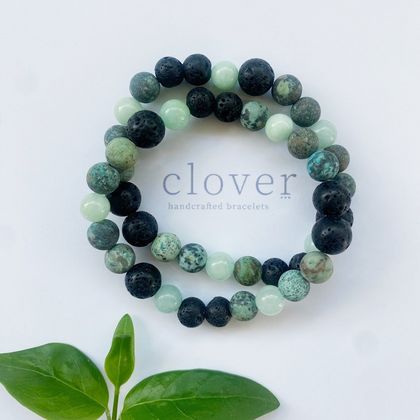 Diffuser Bracelet ~ African Turquoise ~ Amazonite ~ Lava ~  Essential Oil ~ Aromatherapy ~ Gemstone Bracelet