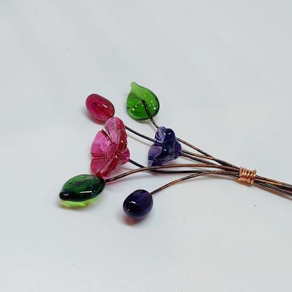 Glass Art - Tiny Bouquets - Berry Shades