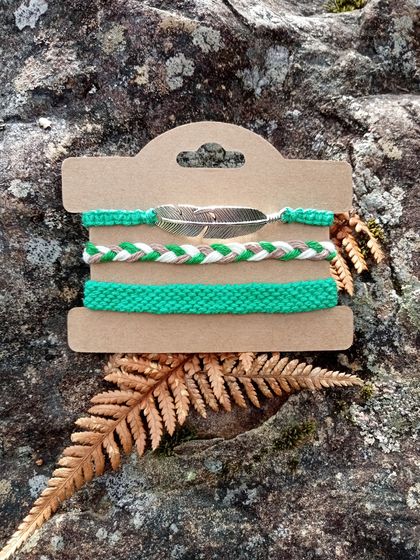 SALE!! Was $15.00 NOW $12.50 Macrame Feathered Bracelets Triple Stack 