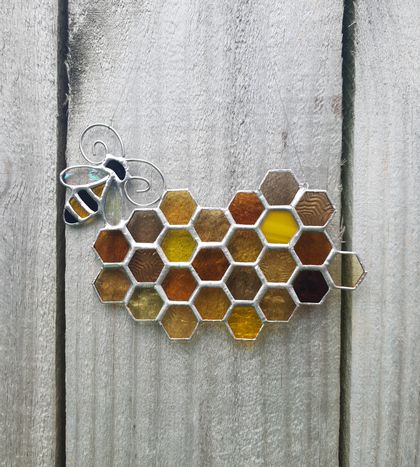 Honeycomb and Bee - Stained Glass