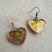 Glass Heart Earrings - Metallic Gold and Copper