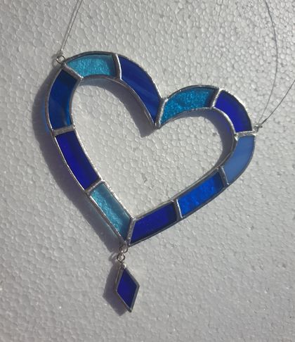 Stained Glass Heart - Blues